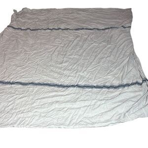 Restoration hardware 100% linen beige blue stripes duvet cover king quiet luxury